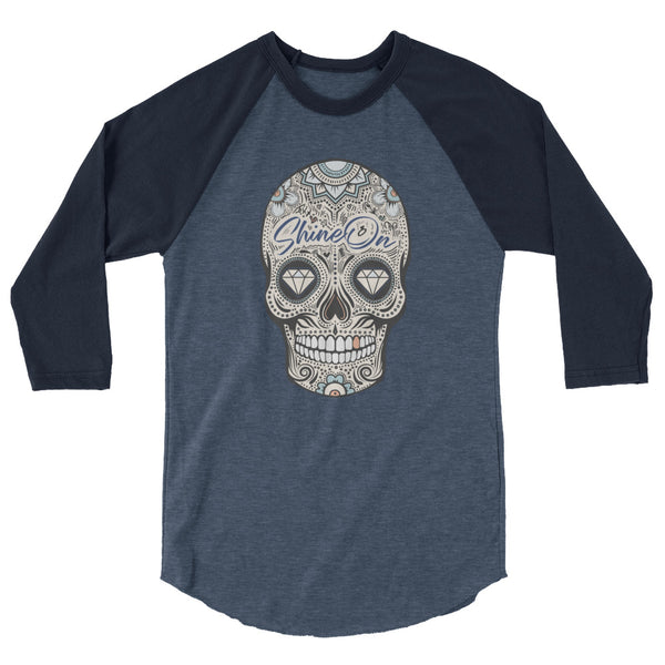 ShineOn Sugar Skull 3/4 sleeve raglan shirt